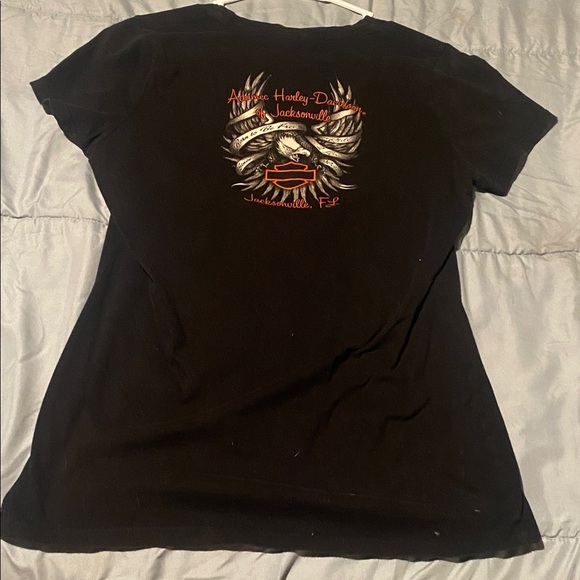 Harley-Davidson Black and Orange Women's Tee - Picture 2 of 2